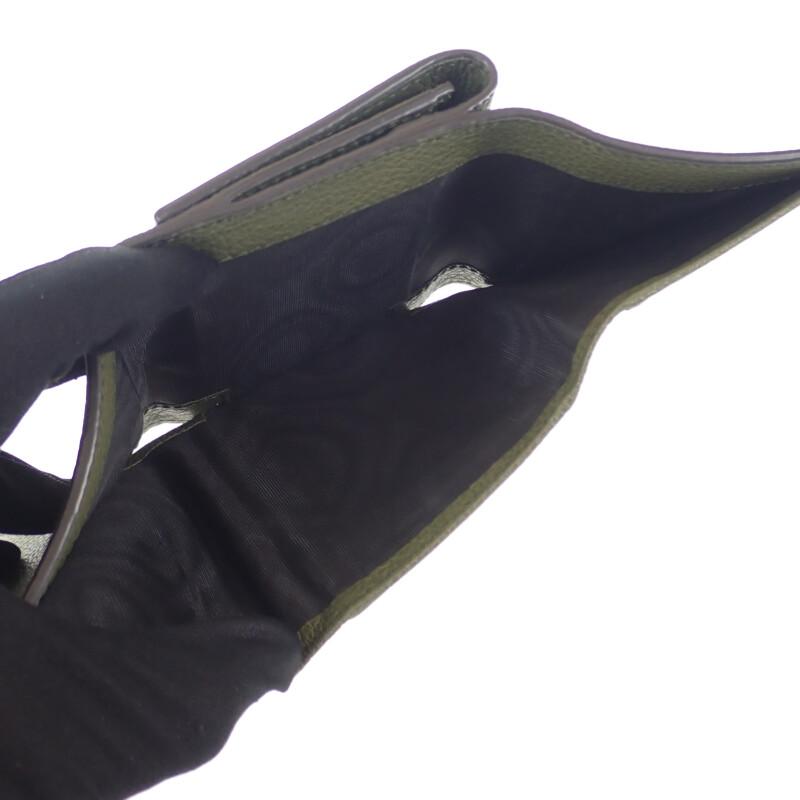 Gucci 7316940E8IG3352 Tri-fold Wallet Khaki Calfskin Mens