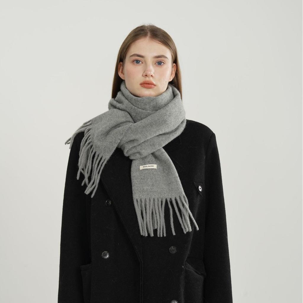 Solid color winter women's scarf woven fringed blended versatile fashion atmosphere warm thickened scarf