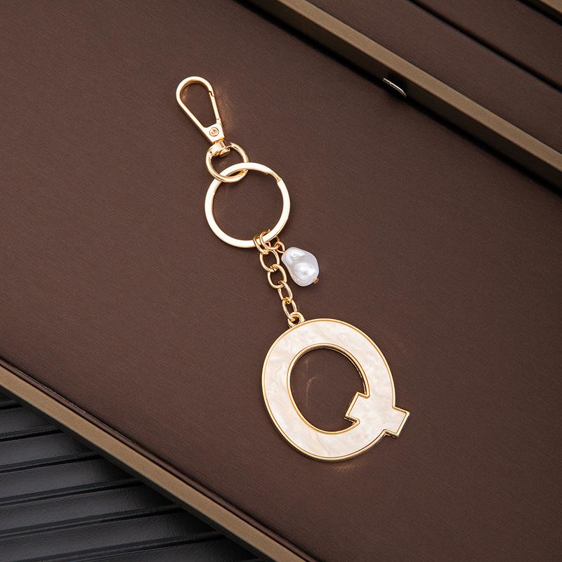 Chaveiro Pingente Nome Letras Criativas 26 Letras Pérola Imitação Concha Pingente de Bolsa Popular Acessórios