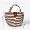 WTEMPO Simple Striped Niche Design Knitted Single-shoulder Tote Bags Women's Commuting Bucket Bags Large Capacity Versatile Bags