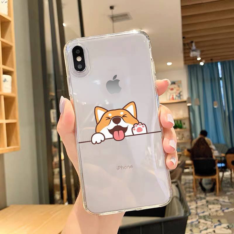 Coque de téléphone à dessin animé mignon Corgi Dog pour iPhone 11 12 Mini 13 14 15 Pro XS Max X Plus SE XR coque transparente