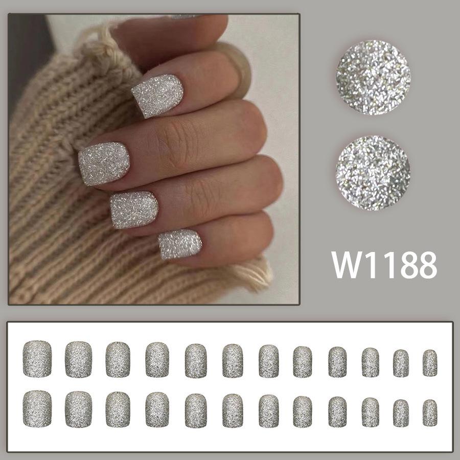 

Короткие блестящие накладные ногти: Европейский и американский стиль, Легкая роскошь, Съемный