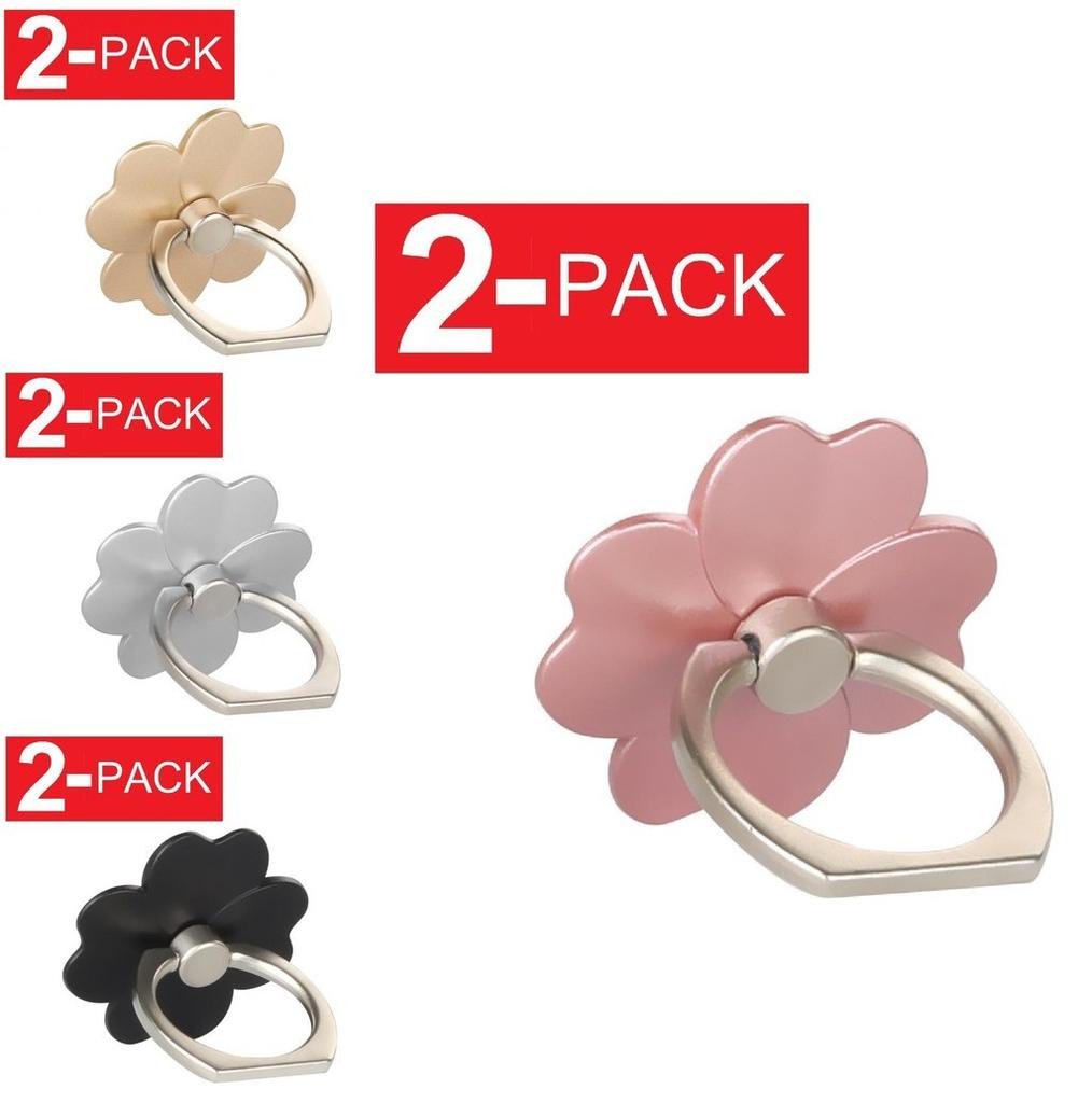 2-pack Universal 360 Rotating Finger Ring Stand Holder For Cell Phone With Elegant Flower Design And Premium Quality Materials