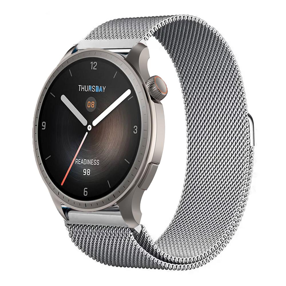 

22 мм 20 мм Миланский ремешок для Amazfit Balance 2/Bip 6 5/GTR 4 3 Pro 47 мм Магнитный браслет для Amazfit Active 2/GTS 4 3 mini Ремешок 22mm Universal серебряный