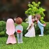 1 Pair Miniature Wedding Cake Toppers Mini Bride Groom Figurine Romantic Kissing Couple Resin Statue for Anniversaries Engagement Party Bridal Shower