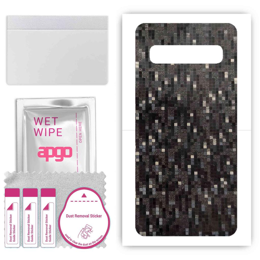 apgo Protective Skin Sticker for the Back Compatible with Samsung Galaxy S10 5G, Wrap Film, Foil, Vinyl - Pattern Carbon Black Pixel
