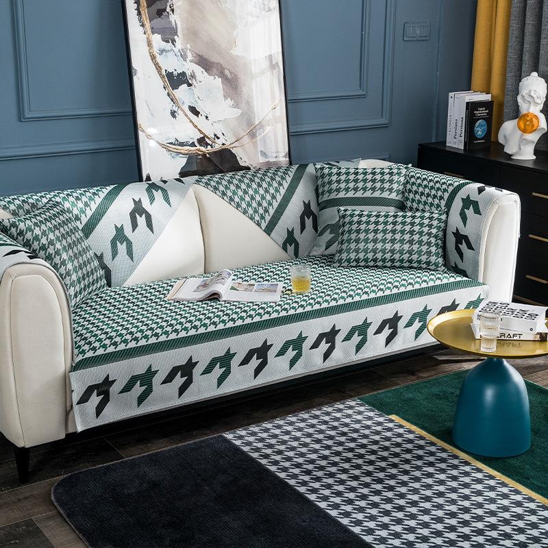 

Summer Ice Silk Houndstooth Sofa Cushion Non-Slip Universal Rattan Mat Sofa Cover Cloth Modern Design 70*70