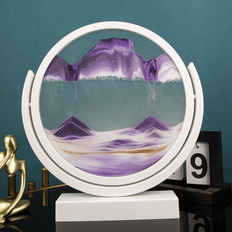 Rotatable Sandscape Moving Sand Art Picture Round Glass Deep Sea 3D Hourglass Quicksand Flowing Sand Painting Home Decor Gifts
