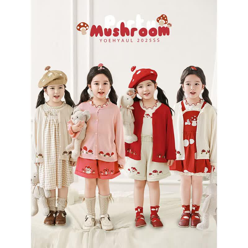 Youyou Girls  Sweet Bunny Suspender Dress & Mushroom Cardigan Set 100 cm