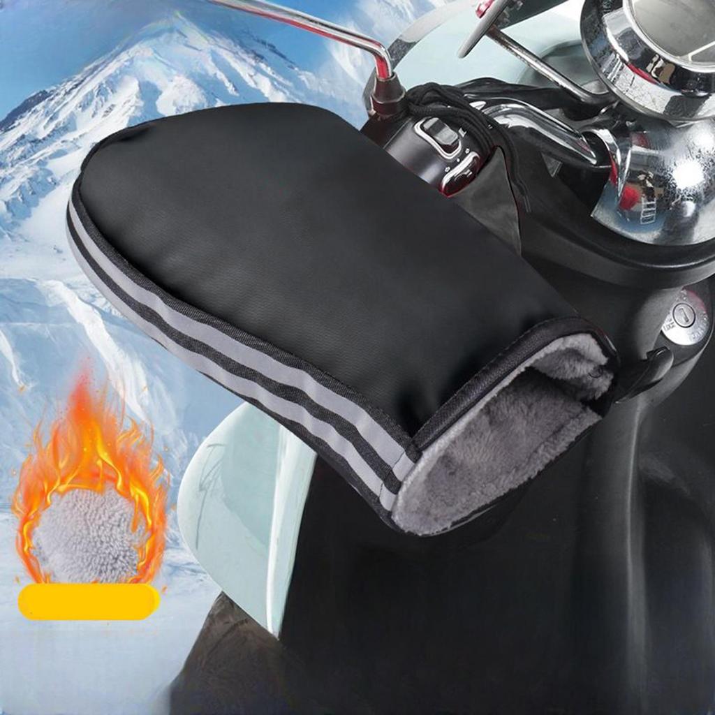 Motorcycle Handlebar Gloves Warm Waterproof Windproof Muffs with Reflective Strips Motorcycle Handlebar Muffs for Road Commuting