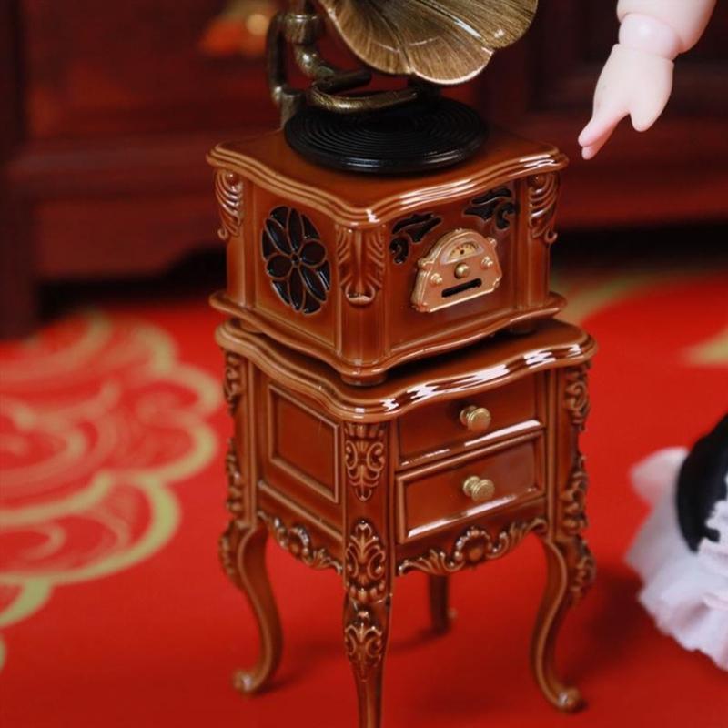 High Quality Miniature Turntable Dollhouses Piece Adds Vintage Charm to Any Room Setting Pretend Play