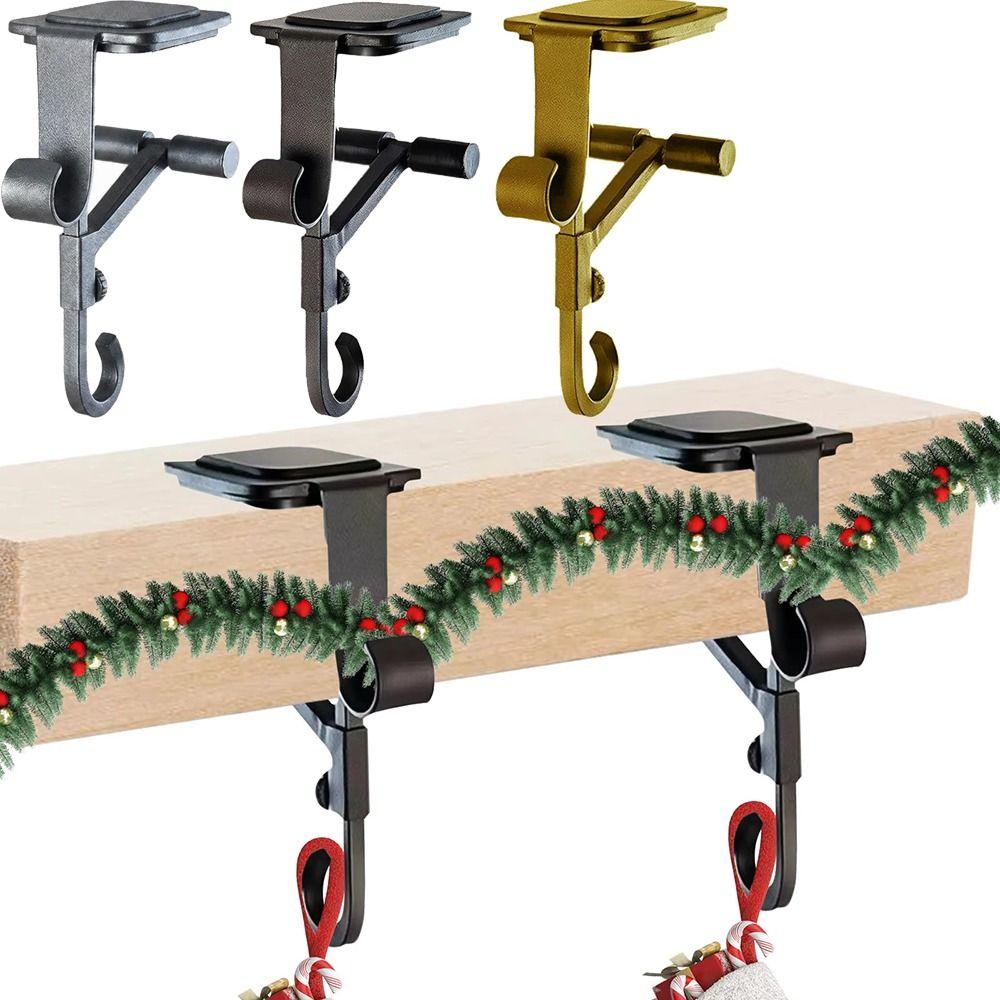 Adjustable 2-In-1 Mantel Hook Space Saving Fireplace Hanger Christmas Stocking Holder Front Door