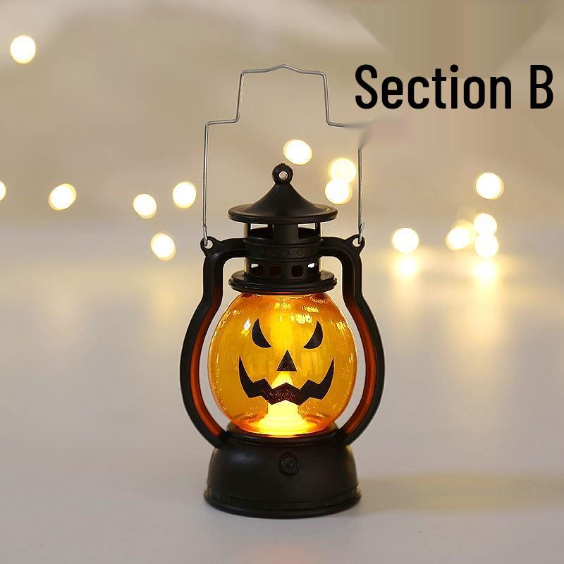 Halloween Pumpkin & Skull Lantern - Handheld Oil Lamp Decoration for Party Atmosphere