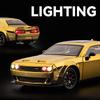 1/24 Dodge Challenger Hellcat SRT Electroplating Version Alloy Scale Car Model Diecast Metal Sound and Light Children Toy Car Vehicles