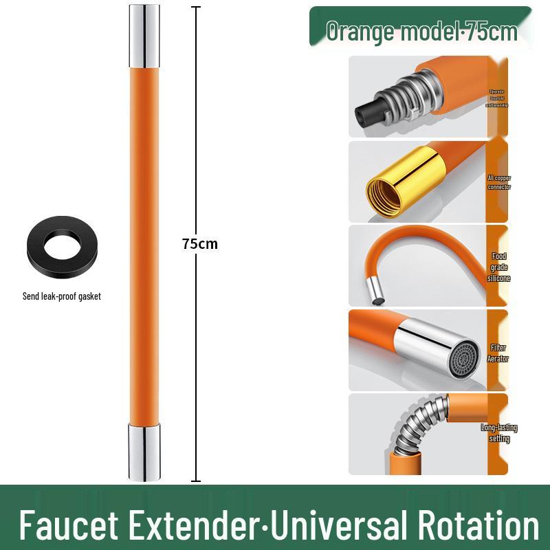 Univerzální měděná prodlužovací trubka k baterii s otočnou měkkou hadicí proti stříkání