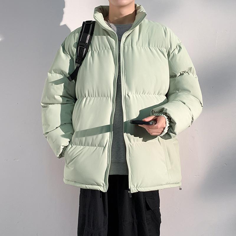 Live broadcast of the new stand-up collar cotton clothes, men's solid color simple urban trendy brand couple thickened warm cotton-padded clothes