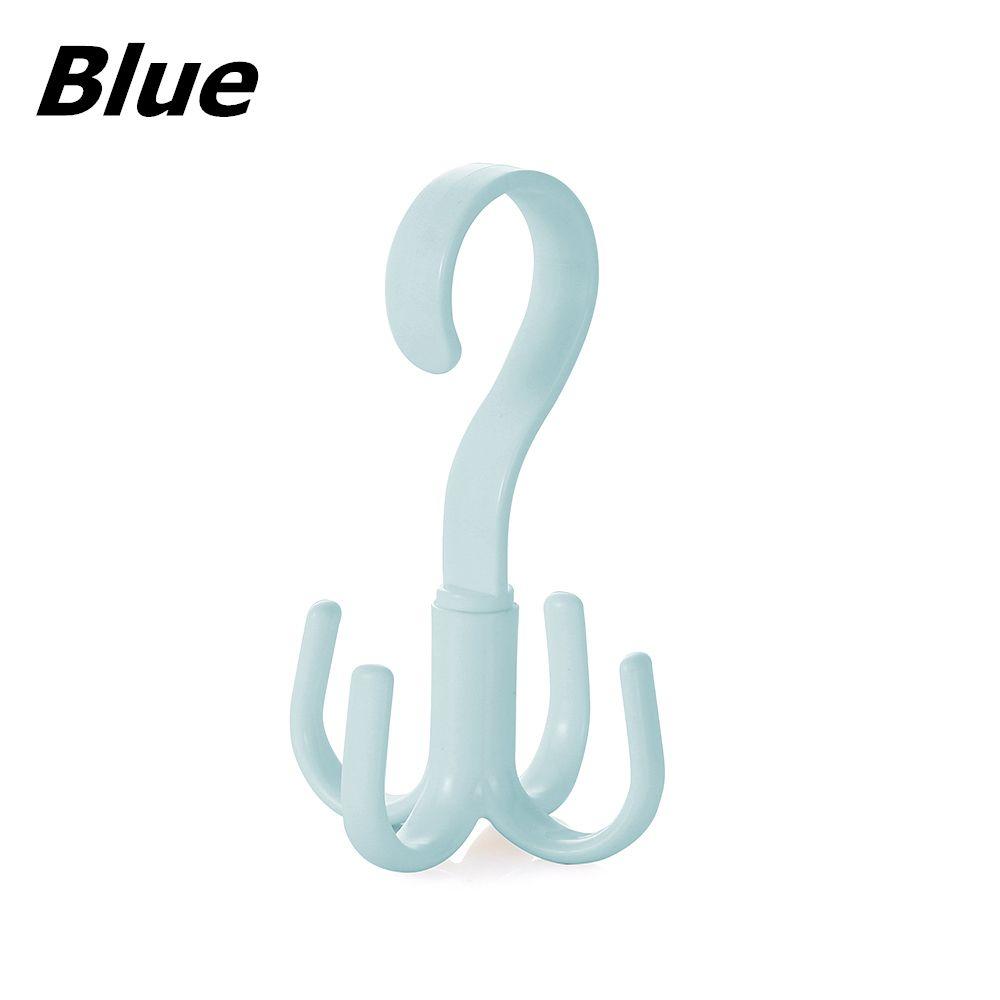 

Полка Хранение Крючок для хранения Держатель для галстуков 4 крючка Многофункциональный Вращающийся Крючок с четырьмя зубцами Пластиковая вешалка синий