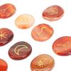13Pcs Energy Stone Mind Soothing Stones Set with Symbol for Healing Meditation Red