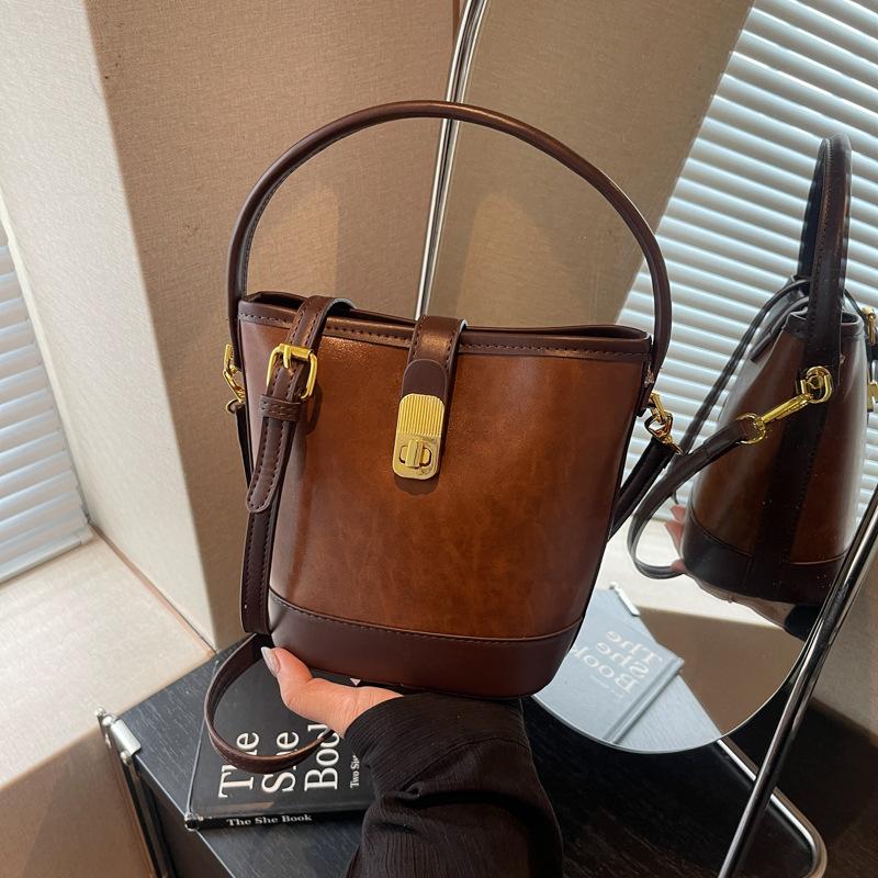 Popular small bag women's retro messenger bag casual portable bucket bag