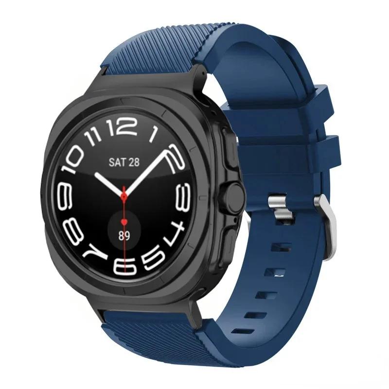 Silicone Strap For Samsung Galaxy Watch Ultra 2026 47mm Stripe Texture Replacement Band For Samsung Watch 8/8 Classic Accessory