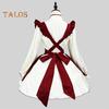 Cosplay Dress Lolita Maid Style Role Play Dress Hollow Out Shirring Contrast Color Tassel Bow Decor Pleated A-line Mini Dress New Year Party Costume