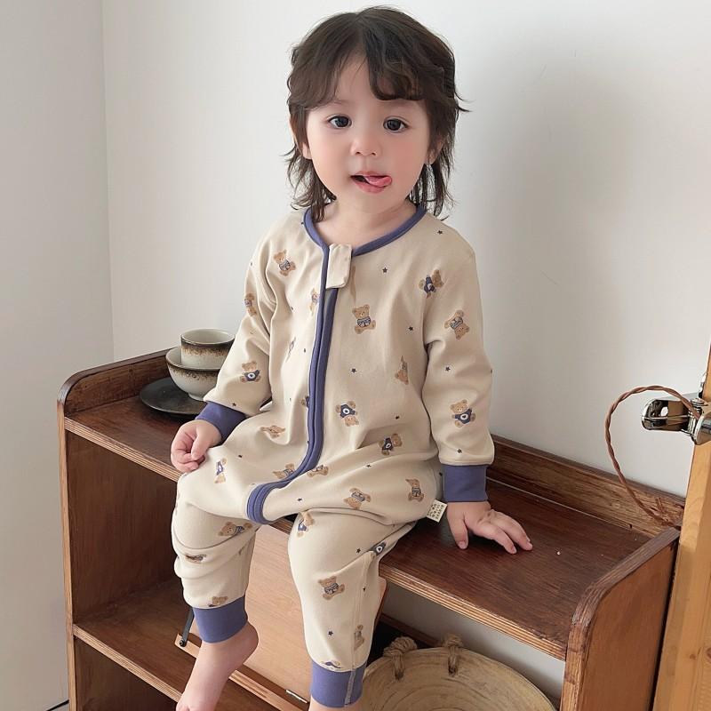 Baby Sleep Sack With Zipper Pure Cotton Footed Pajamas Toddlers Anti-Kick Warm Comfortable Nightwear Fall Winter