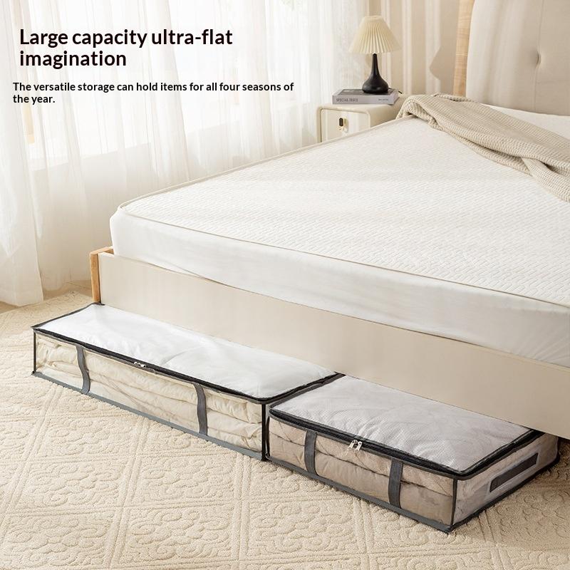 Transparent Under Bed Storage Bags Large Capacity Foldable Organizer With Zipper For Bedding Clothes