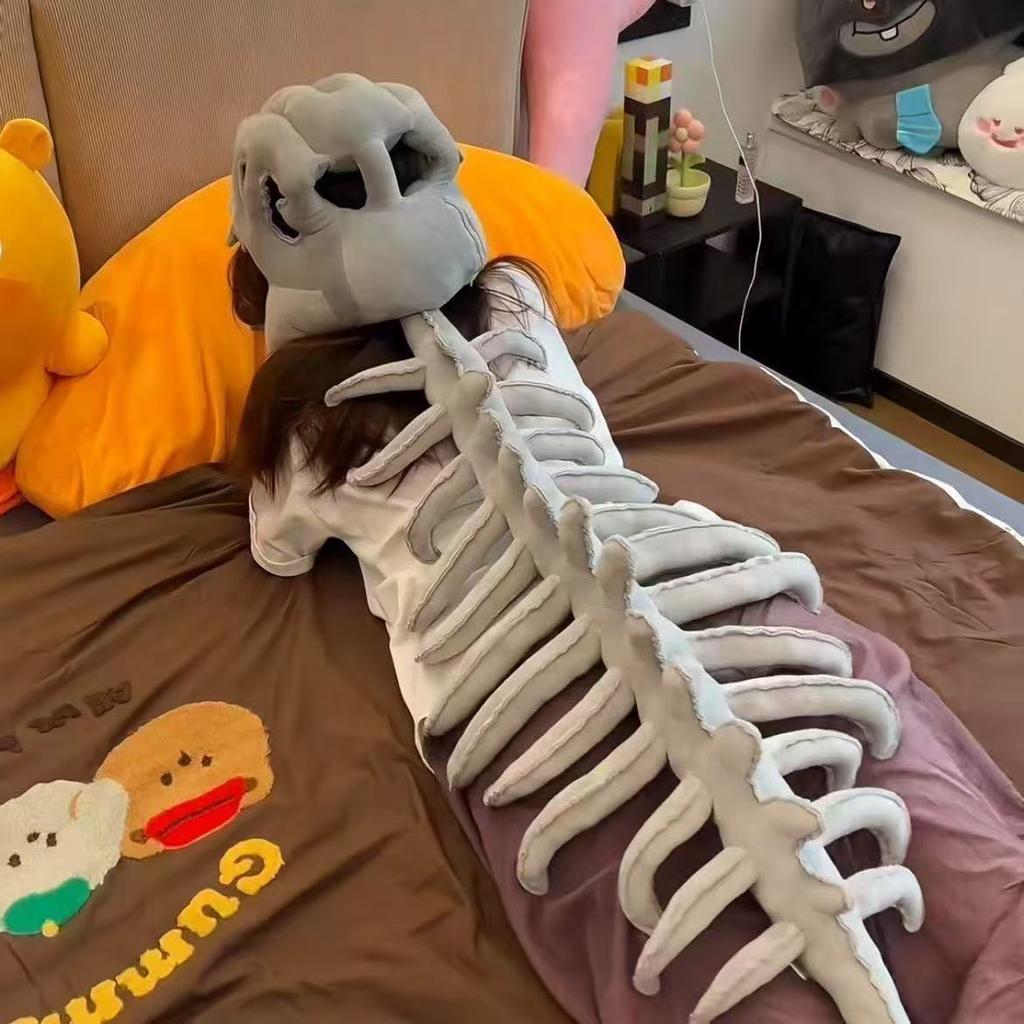 Dinosaur Skeleton Exoskeleton Stuffed Plush Plaything T-Rex Skull Hat Cosplay Costume Halloween Party Decoration Photo Prop Kids Adult
