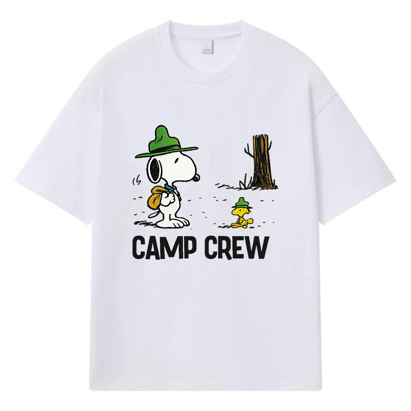 2026 Snoopy And Woodstock Printed Graphic Y2k Harajuku Streetwear 100% Cotton T Shirt Casual Oversized Summer Men T-shirt