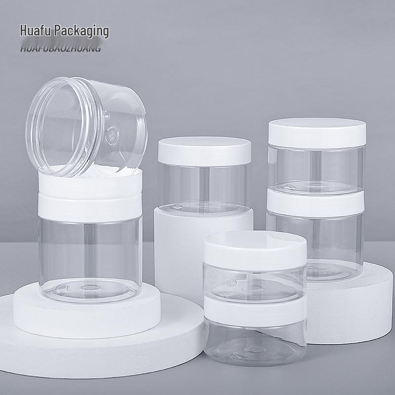 Διαφανές Μπουκάλι PET 100ml με Φαρδύ Στόμιο 68mm και Αλουμινένιο Καπάκι για Κρέμες και Μάσκες