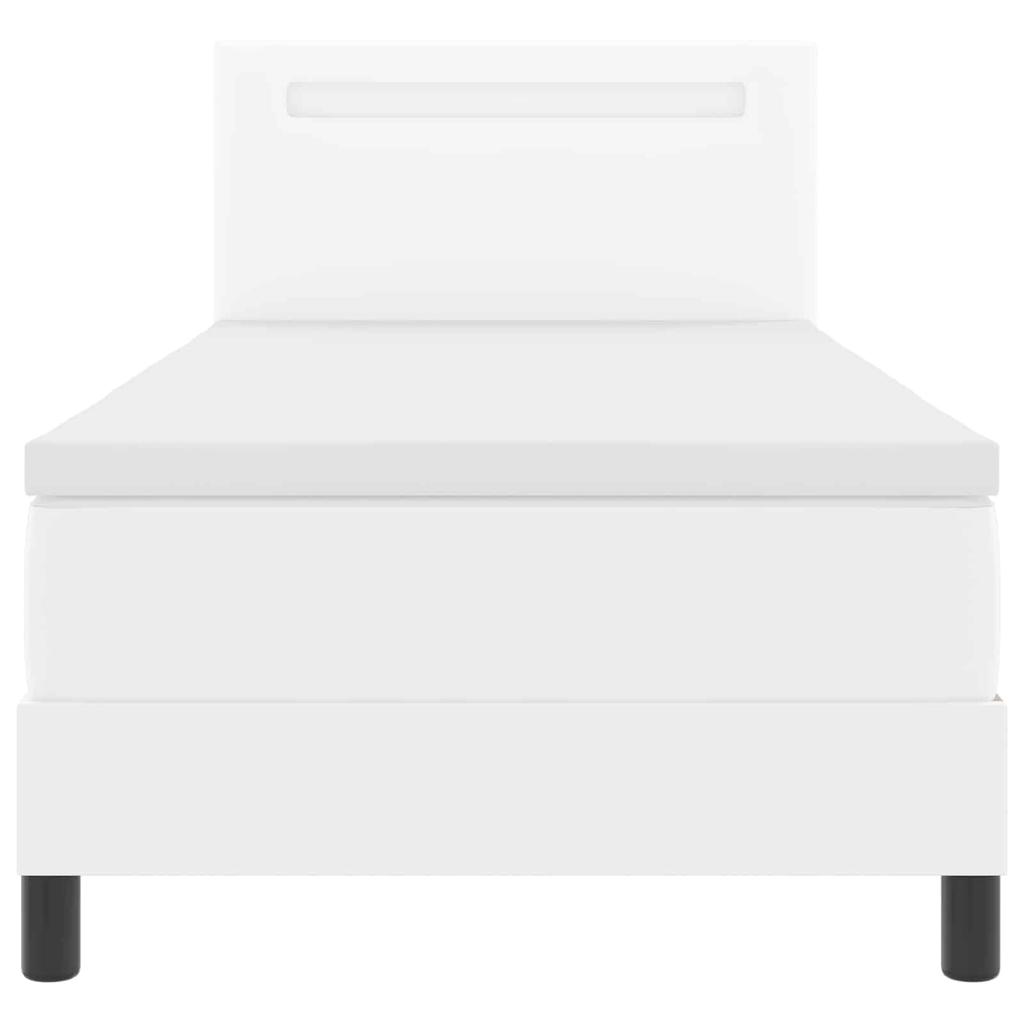 Boxspring Bed with Mattress White 90 x 190 cm Faux Leather