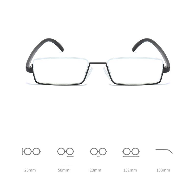 Metall Blaulichtfilter Lesebrille Herren Halbrand Korrektionsbrille Männliche Brille +1.0 1.5 2.0 2.5 3.0 3.5 4.0