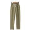 2025 New High-waisted Drawstring Women's Pants, Embroidered Ice Silk Casual Pants, Loose Straight-leg Pants
