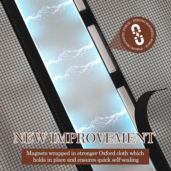 Magnetic Screen Door Thicker Mesh,Reversible Wide Left Right Side Opening Fits Door Heavy Duty Mesh French Bug Door Screen Closure for Sliding Patio