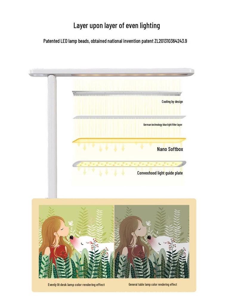 Eye-Protective LED Desk Lamp - Touch Control, Folding Design for Students and Children's Bedside