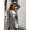 Tooxika Women's Autumn And Winter New Retro Double-breasted Plaid Print Small Suit Women's Mid-length Coat