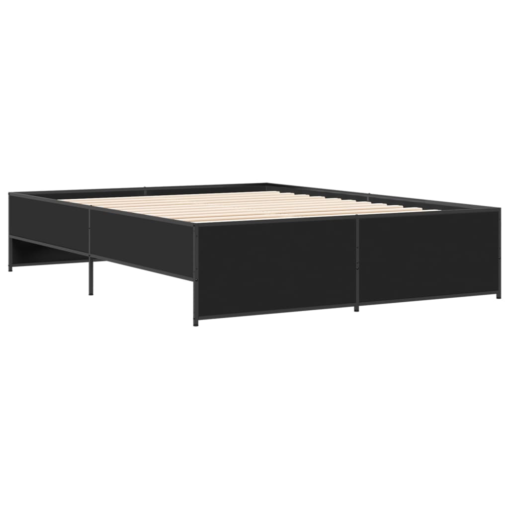 Bed Frame Black 140 x 200 cm Particleboard and Metal