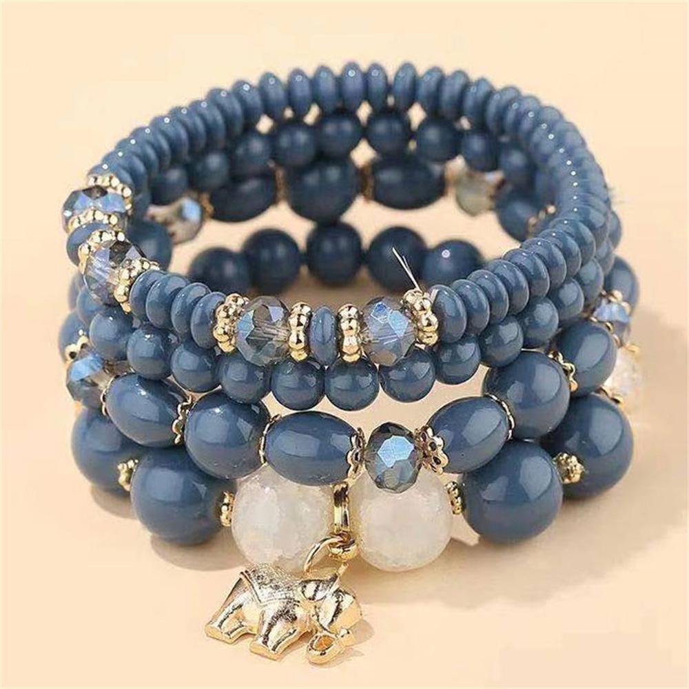 DIEZI New Korean Multicolor Crystal Beads Elastic Rope Bracelets For Women Elephant Wrap Strand Bracelet Men Pulseira Feminina