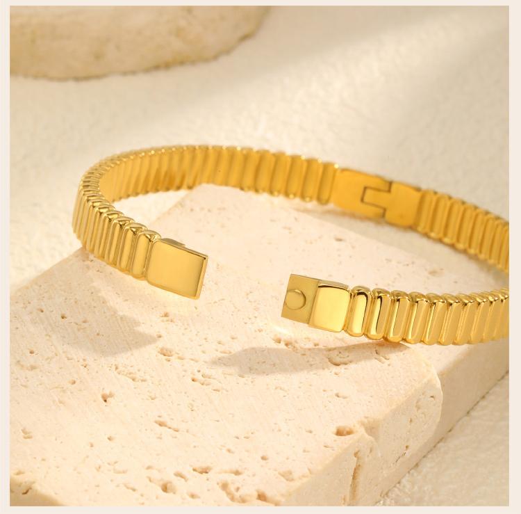 Stainless Steel Bangle Bracelet Women,18k IP Gold Plated Waterproof  Minimalist Designer Inspired Jewelry Gift