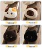 Borsa a tracolla in peluche gatto nero tricolore - Borsa a spalla carina, versatile e regalo di compleanno.