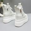 White hollow breathable Martin boots women's thick-soled inner height-increasing short boots versatile small handsome boots
