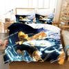 Zenitsu Agatsum Demon Slayer Bedding Sets Japan Anime Printed Bed Set Duvet Cover Pillowcase Linen Sheet Quilt Cover Full Size