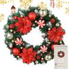 Christmas Door Wreath 16 Inch Ball Flowers Wreath Decoration Artificial Holiday Garland For Fireplace Mantle Porch Window Door