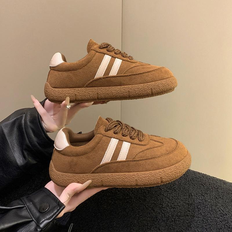Europese dikke zool imitatieleer Duitse trainingsschoenen dames 2025 herfst nieuw high-end Hong Kong stijl retro casual board schoenen sportschoenen