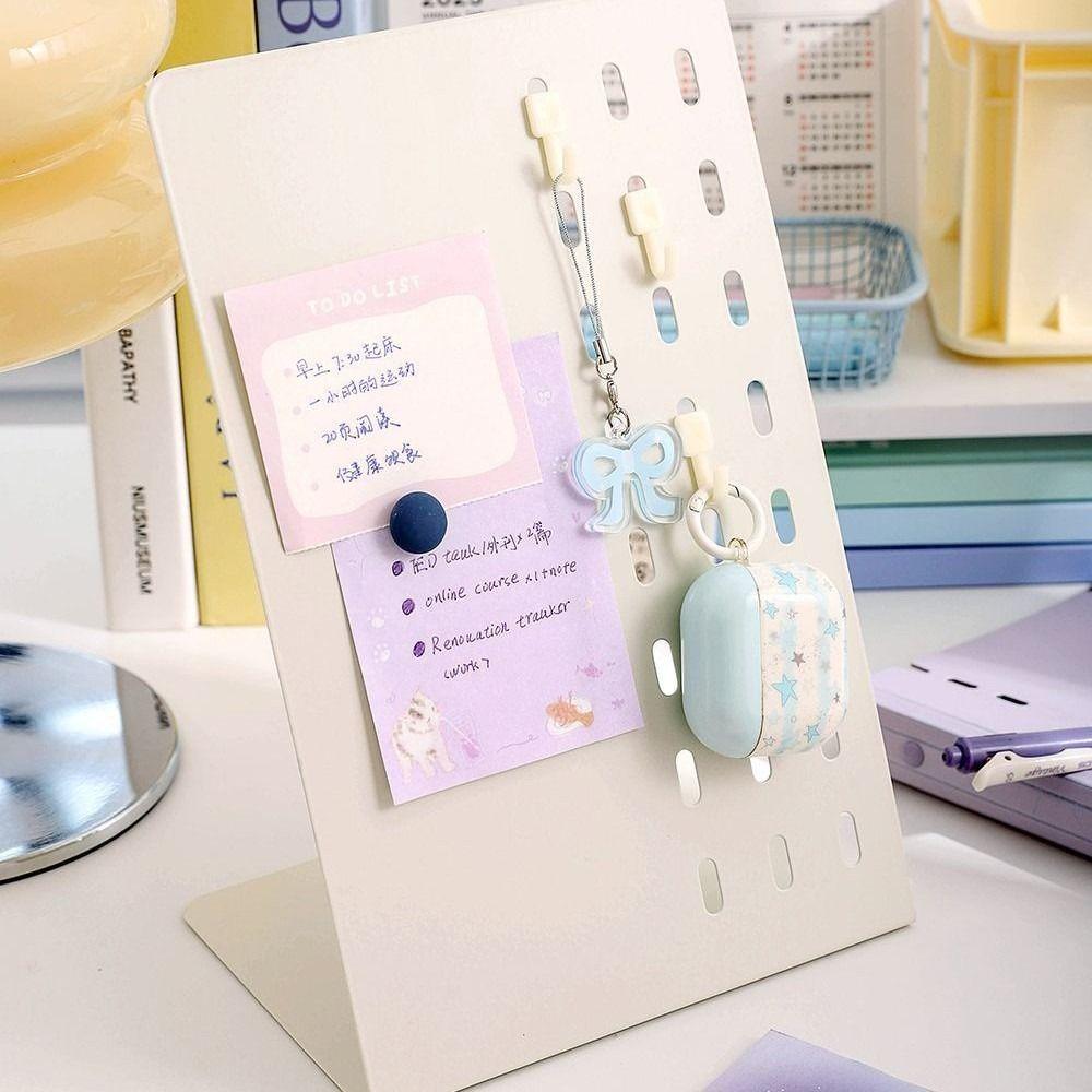 Metal Desktop Message Board Vertical with Pegboard Magnetic Display Board DIY Design Badge Notes Storage Desktop Storage Rack