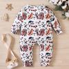 Neugeborenes Baby Herbst Strampler mit langen Ärmeln Overall Cartoon Tierdruck Overall Kleinkind Jungen Herbst Kleidung 0-24M