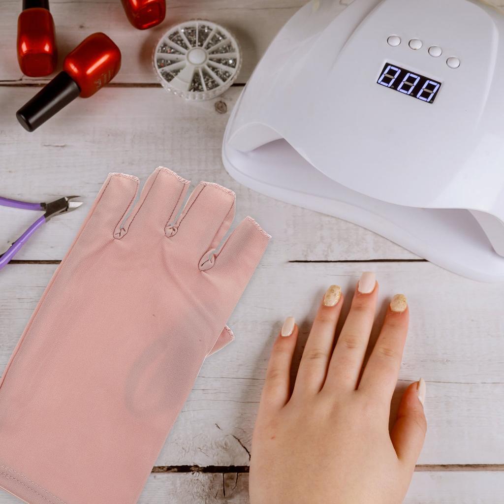 1Pair Uv Protection Nail Gloves for Gel Manicure Heat Resistant Anti-Uv Cotton Breathable Manicure Gloves for Nail Salon Women