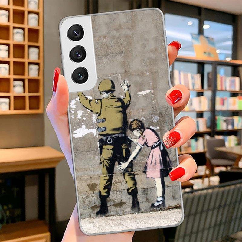 Street Art Banksy Graffiti Cover Phone Case For Samsung Galaxy S26 S25 Edge S24 Ultra S23 S22 Plus S21 S20 FE Soft Fundas Shell