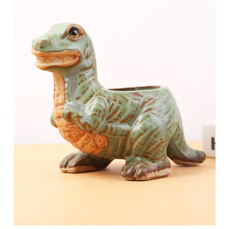 Cartoon Dinosaur Shaped Succulent Cactus Ceramic Personality Small Potted Flower Pot and New Style Indoor Cultivation Universal