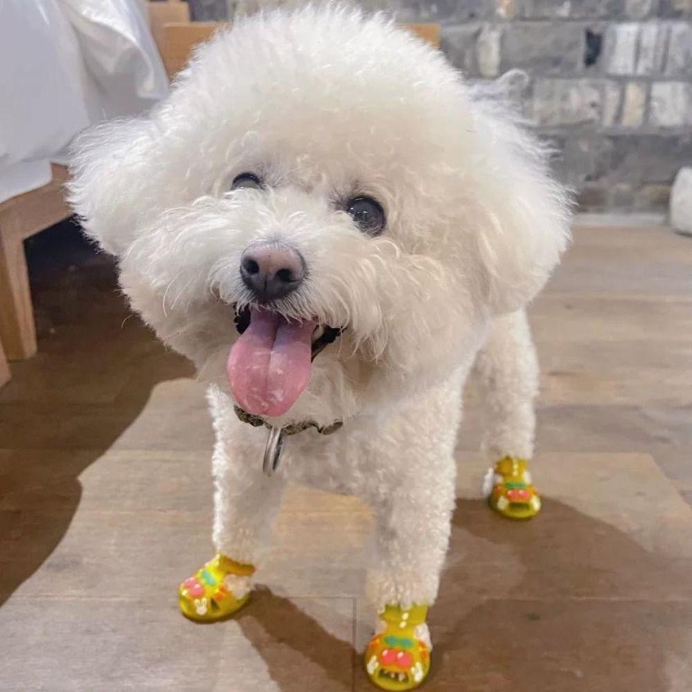 4Pcs/Set Soft Dog Summer Jelly Sandals Cartoon Hollow Puppy Shoes for Hot Roads